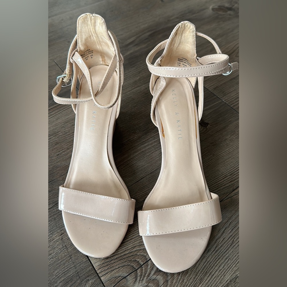 Strappy Nude wedges heels
